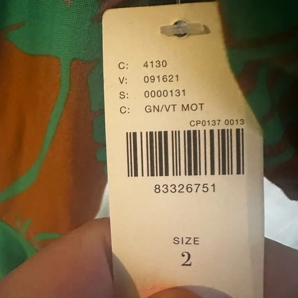 NWT Anthropologie Maeve Green and Orange Off-Shoulder Midi Dress Size 2 - Picture 8 of 8